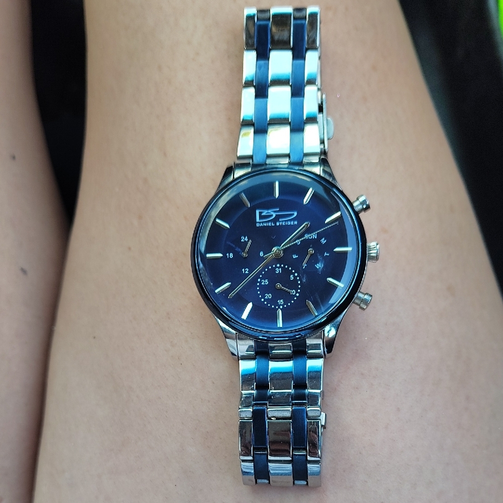 Men's Chronograph Watch - Silver and Blue